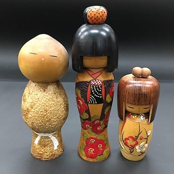 Amazon | 創作現代こけし 3体コケシセット 工人 作家 高見沢一夫